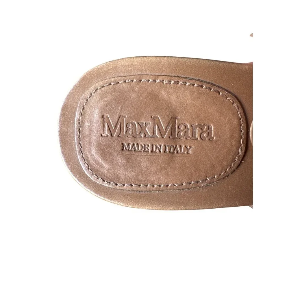 MaxMara Made in Italy Brown Leather Slingback Platform Heels Sandals 39 US 8.5-9